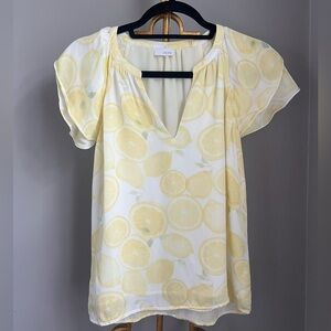 Ecru Lemon Print Women's Top - Yellow